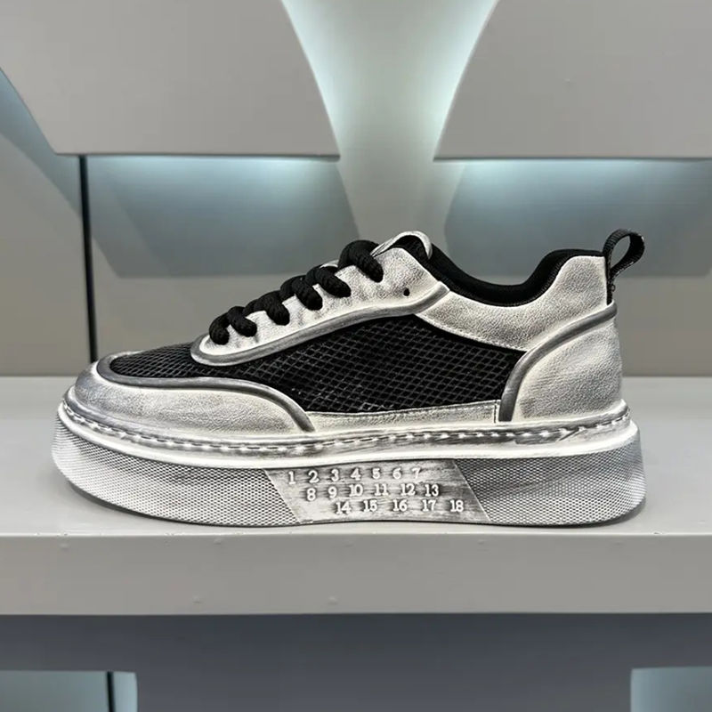 Pánské letní boty s tlustou podrážkou, prodyšnou síťovinou, ležérní, všestranné, jednoduché a krásné bílé, léto 2024_voghion.com