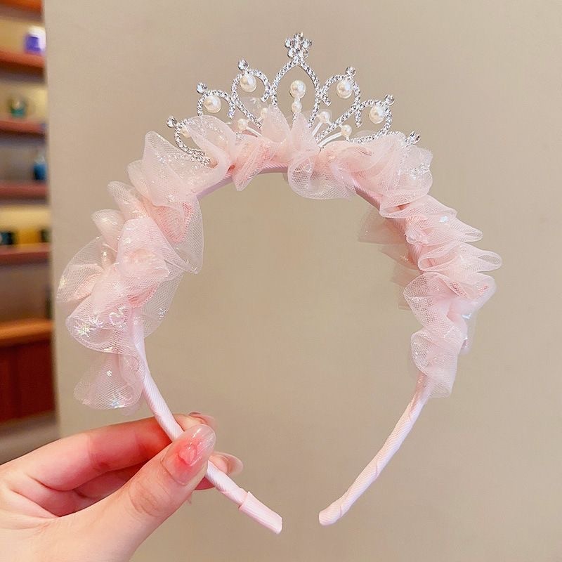 プリンセスティアラ子供用クラウンヘッドバンド少女スーパーフェアリーガーゼヘアピンベビーヘアプレスヘッドバンドヘアアクセサリー|undefined