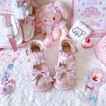 女童小皮鞋鞋子2023春秋季大头娃娃鞋甜心蝴蝶结莓莓熊厂家