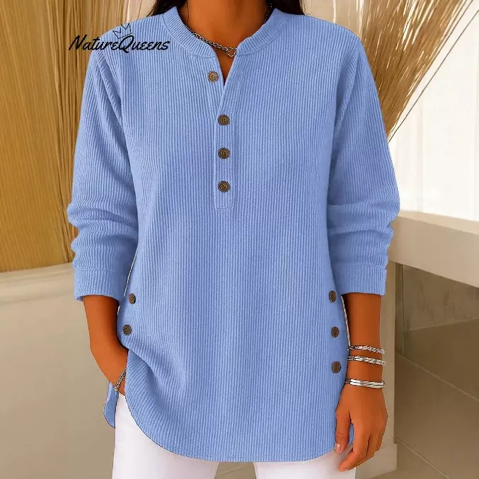 2025欧美跨境独立站亚马逊新款罗纹单排多扣纯色秋冬女装上衣T恤