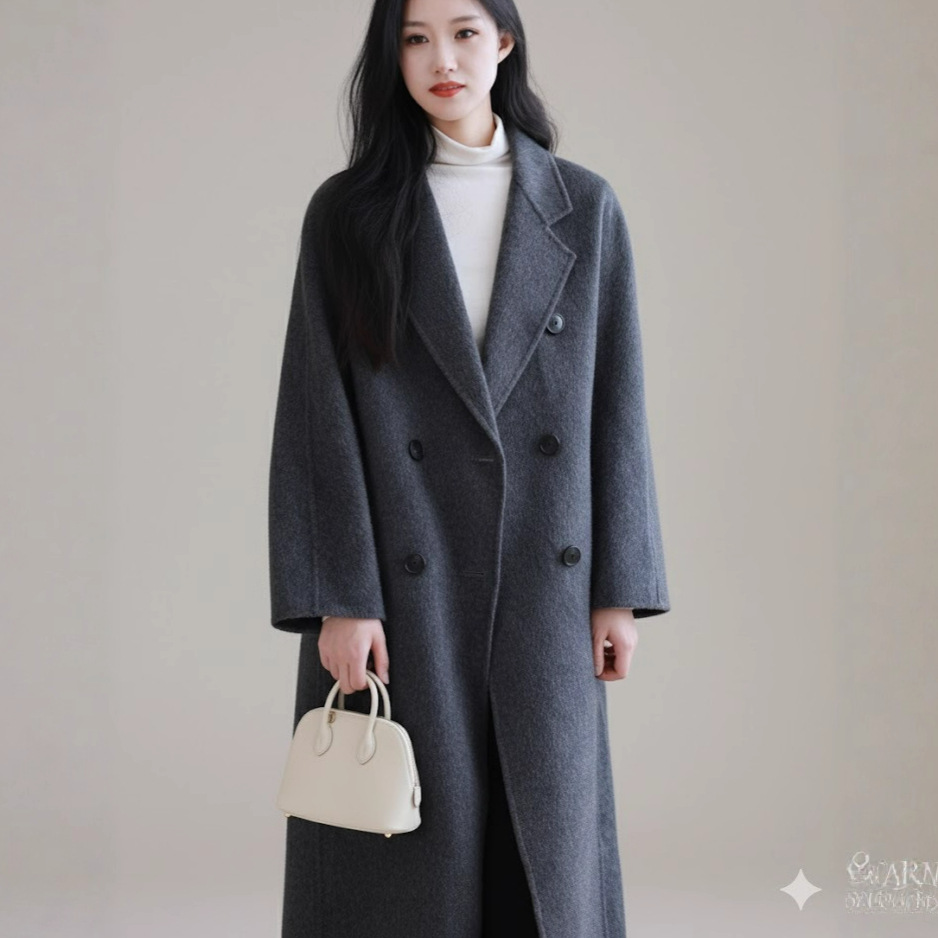 Luxury Heritage m Home 801 High Count 10 Cashmere Yak Wool Double-Breasted Coat Classic Cocoon-Shaped Double-Sided Woolen Jacket