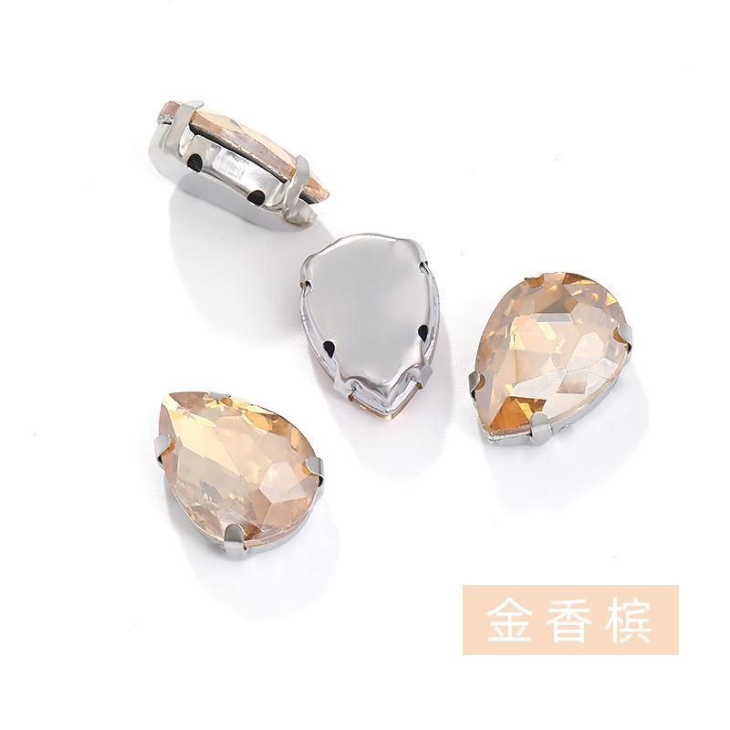 Diamante de garra de forma especial de fondo puntiagudo de gota de agua, soporte de fondo K blanco que no se desvanece, vestido de novia de bricolaje, accesorios, accesorios, taladro de garra cosido a mano