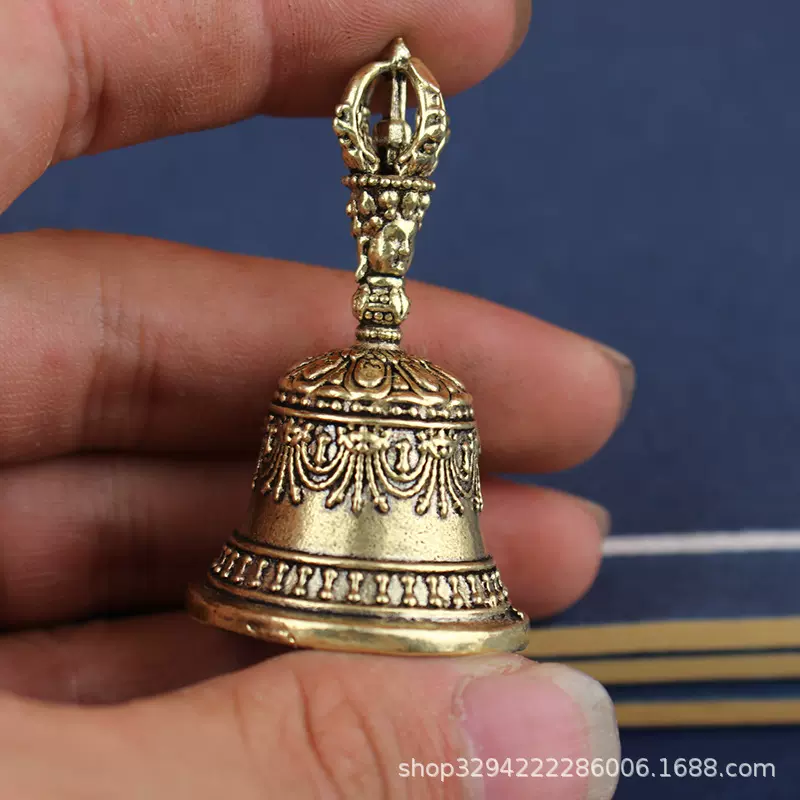 藏式黄铜铃铛驱辟创意古玩配饰铃铛金刚降魔手摇铃铛小挂件批发