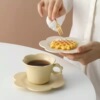 Creative Sun Flower Coffee Cup Cup Set Korean Girls' Heart Glaze Simple afternoon Flower Tea Breakfast Cup