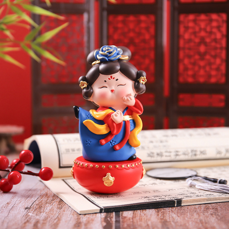 新款国风古典唐宫赋不倒翁小姐姐小号摆件创意桌面摆件送朋友礼物|undefined