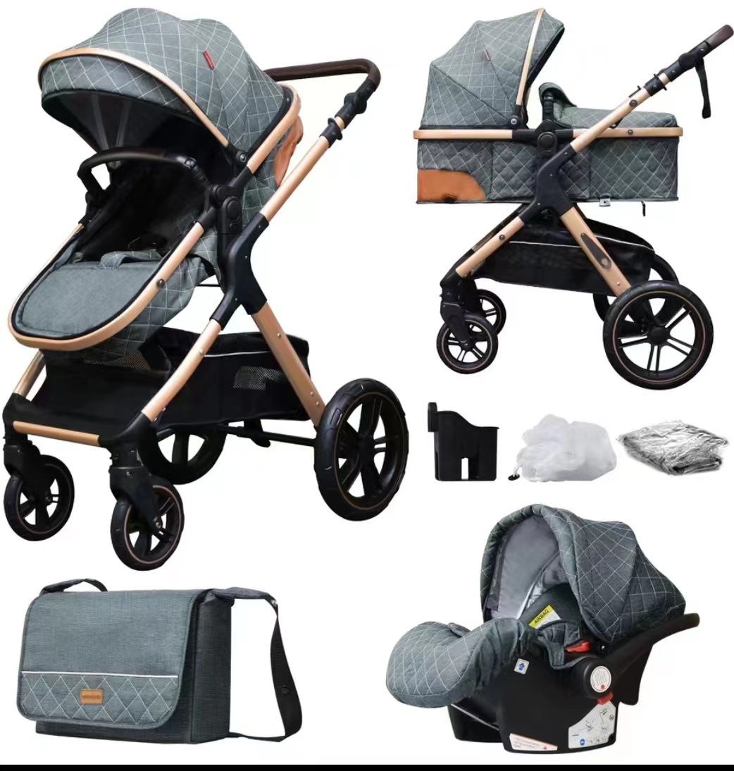 Cochecito de bebé Vista alta puede mentir luz plegable amortiguador de dos vías bebé coche cesta cochecito