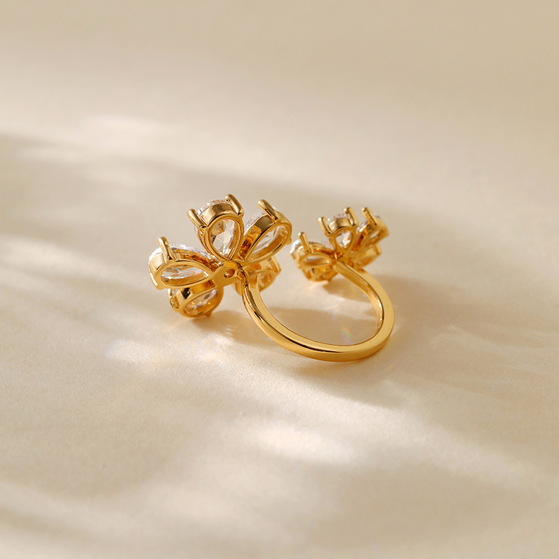 Open Rings Classification One Size Ring Size Copper 18K Gold Plated Inlay Flower Zircon Open Rings