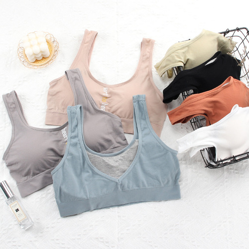 New style girl letter tube top sports wide shoulder strap yoga vest without steel ring deep V beautiful back wrapped chest sexy underwear