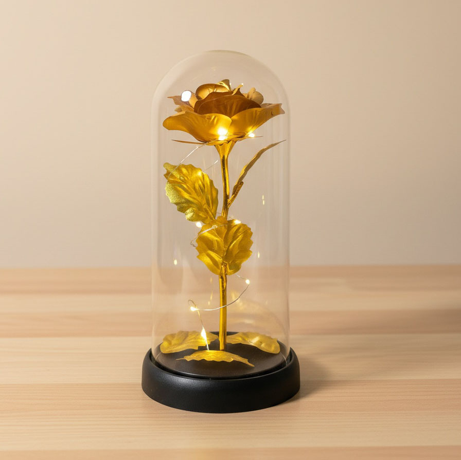 Flor inmortal de oro flor de vidrio de plástico decoración regalo de cumpleaños ceremonia de graduación Qixian día de San Valentín lámpara de noche