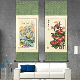 批发1.5米挂画 剪纸画轴 民间工艺剪纸画批发花开富贵家居挂画