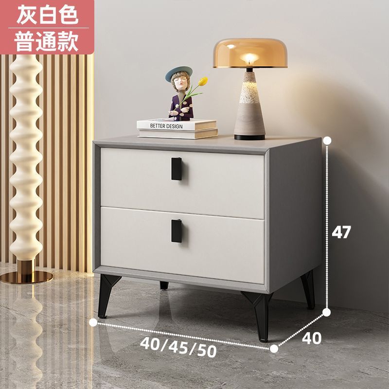 实木皮质现代床头柜简约高级卧室储物柜家用床边柜轻奢收纳柜软包|undefined