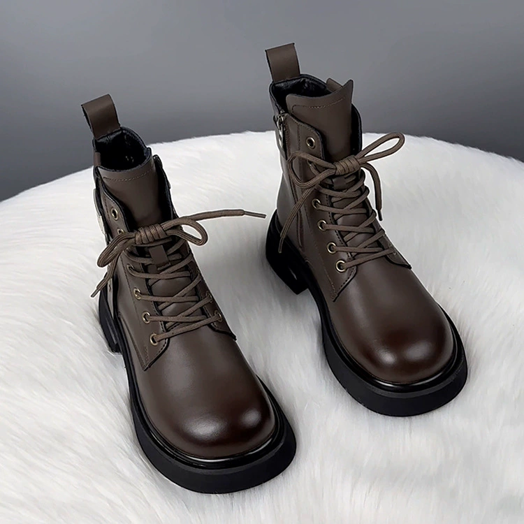 Ботинки в стиле Martens, низкая платформа, британский осенний стиль, утеплённые варианты (34–42)