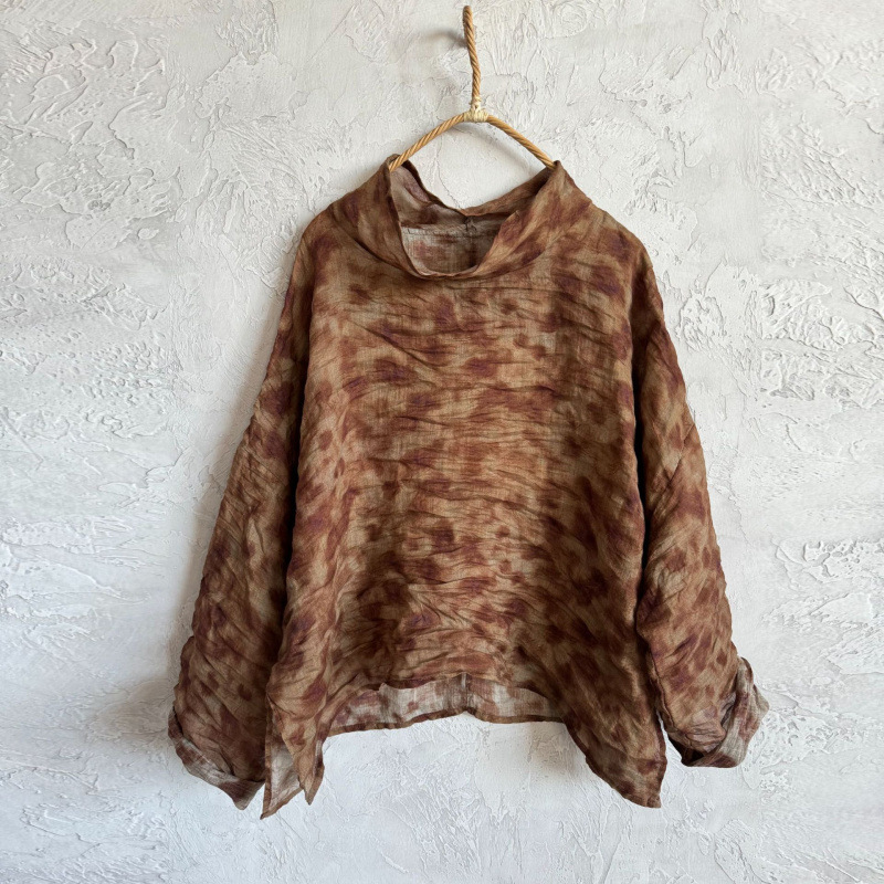 4090+ Summer New Style High-Thread-Count Lightweight Ramie Sun-Protective Casual Long-Sleeve Women's Shirt in Artistic Candy Colors