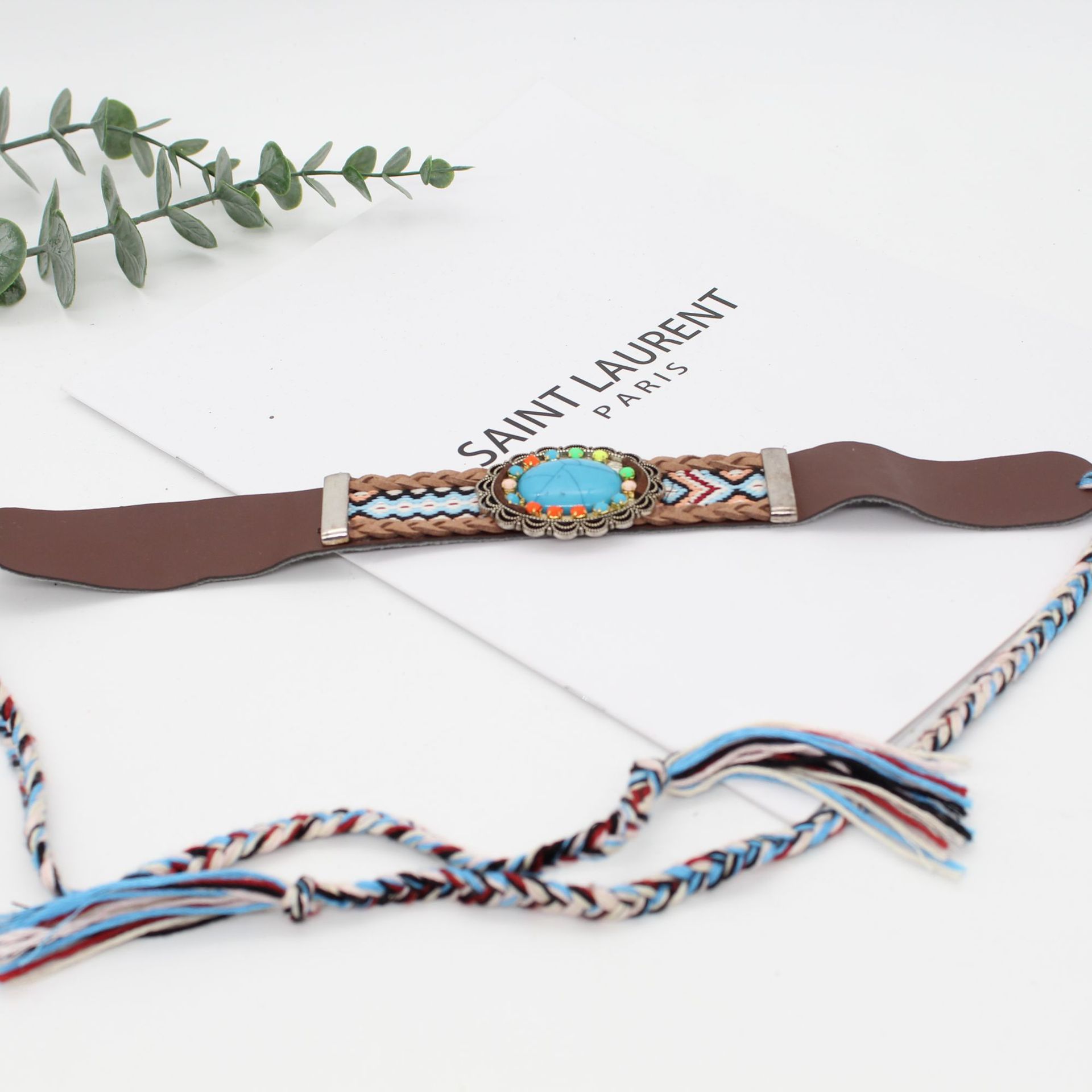 Straw hat topper belt ethnic decorative hand woven straw hat decorative rope hat accessories KK-33-03