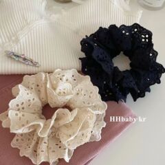 韓国風レースのヘアゴム、透かし彫り、多用途、ロリータ風ヘアゴム、リボン付きヘアアクセサリー