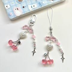 清晰甜美樱桃手作串珠少女心手机链咕本卡册挂件包包ccd挂件ins