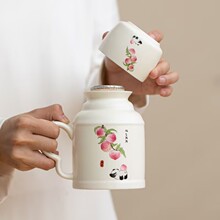 复古传统陶瓷手绘紫藤花焖壶户外便携大容量秋冬中式功夫小茶壶杯