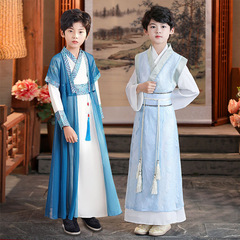 Children's Hanfu Costume for Boys Spring Outfit Ancient Gentleman's Dress Confucian School Uniform Scholar Tang Suit Performance Outfit Chinese Style Set