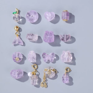 Natural Amethyst Pink Crystal Loose Beads Small Spacer Beads DIY Handmade Beaded Bracelet Necklace Accessories Beads