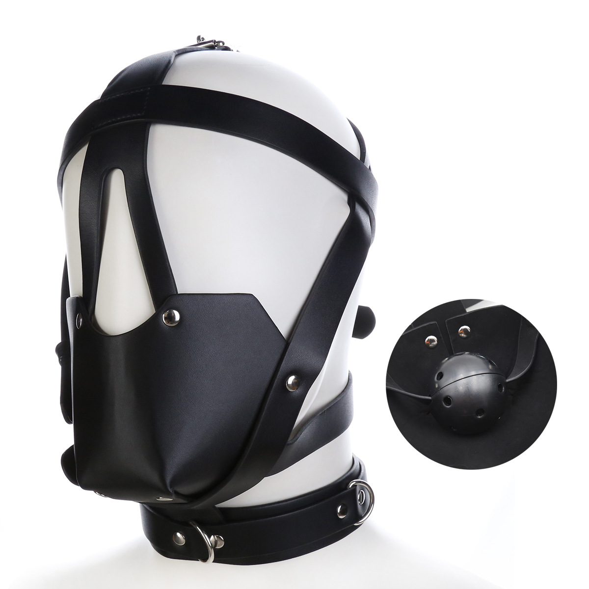 Productos sexuales para parejas adultas, accesorios divertidos para la cabeza, máscara de cabeza con arnés negro, juguetes alternativos, mordaza bucal SM para parejas.