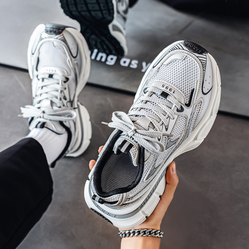 Men's Summer Breathable Trendy Versatile Youth Mesh Sneakers, Casual Running Thick-soled Height-increasing Dad Shoes_vogvips.com