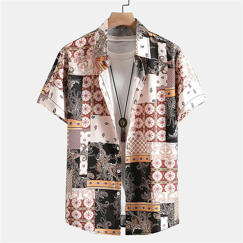 2024 Cross-Border European and American New Hot-Selling Men's Shirts 3D Digital Printing Casual Fashion Hawaiian Short-Sleeved Shirts