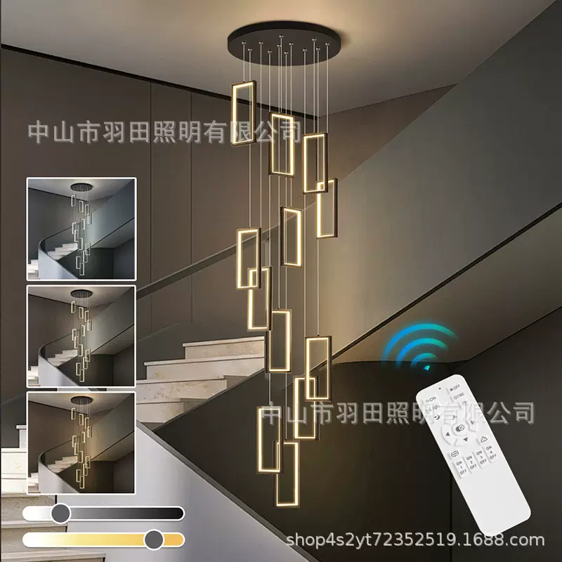 别墅楼梯吊灯轻奢loft意式现代简约网红旋转复式中空楼梯间长吊灯