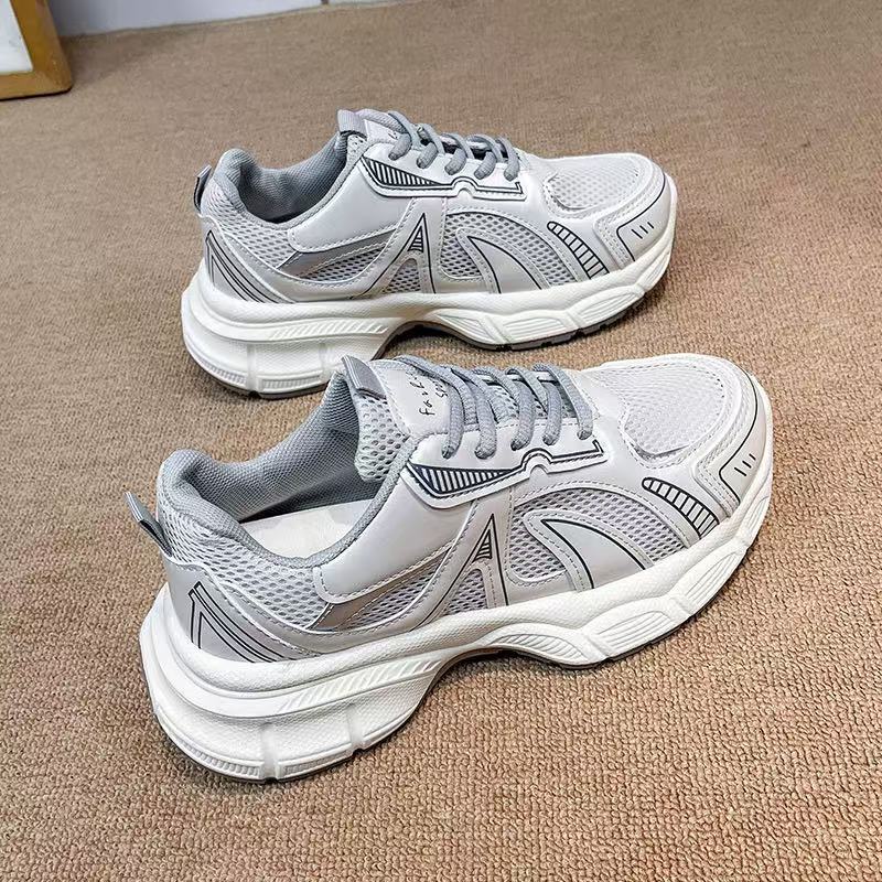 Damen Freizeitschuhe Mit Mesh Und Dicker Sohle Als Plateau Sneaker_voghion.com