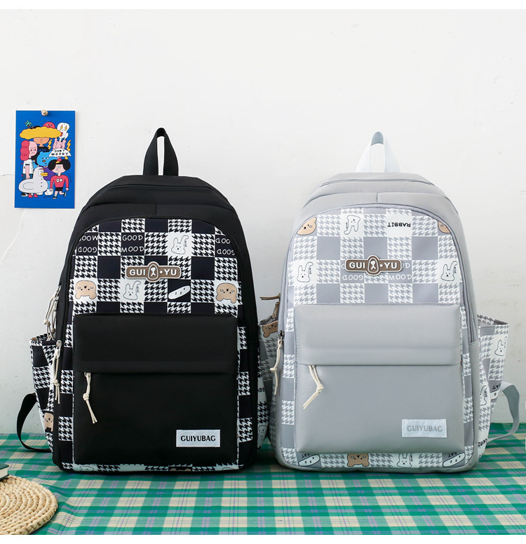 Zaini per bambini, nuovi, piccoli, freschi e carini, a quadri, con orsetto dei cartoni animati, alla moda, abbinati ai colori, per ragazze, scuola media e studenti_voghion.com