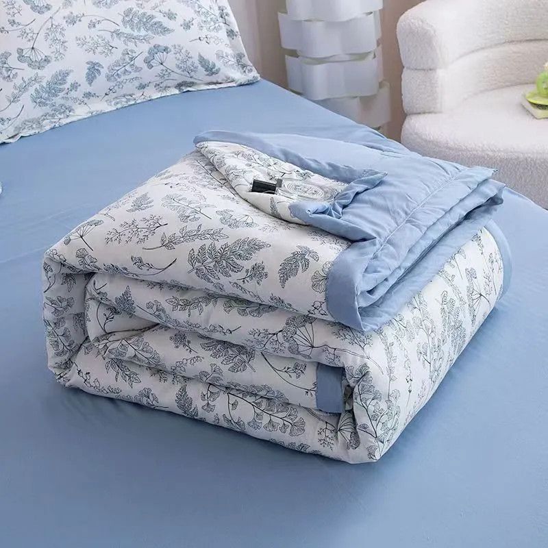 Summer Cool Quilt, Summer Double Air-Conditioned Quilt, Summer Single Double-Layer Dormitory Quilt, Spring and Autumn Student Machine Washable Thin Quilt