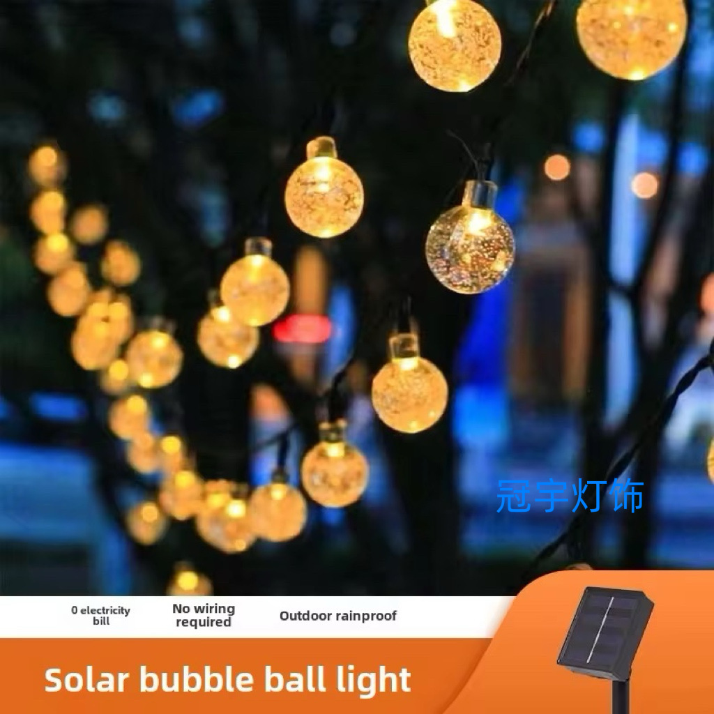 Linternas de estrellas transfronterizas estilo camping al aire libre cielo estrellado luces de ambiente al aire libre LED bola de burbuja solar cadena de luz al por mayor