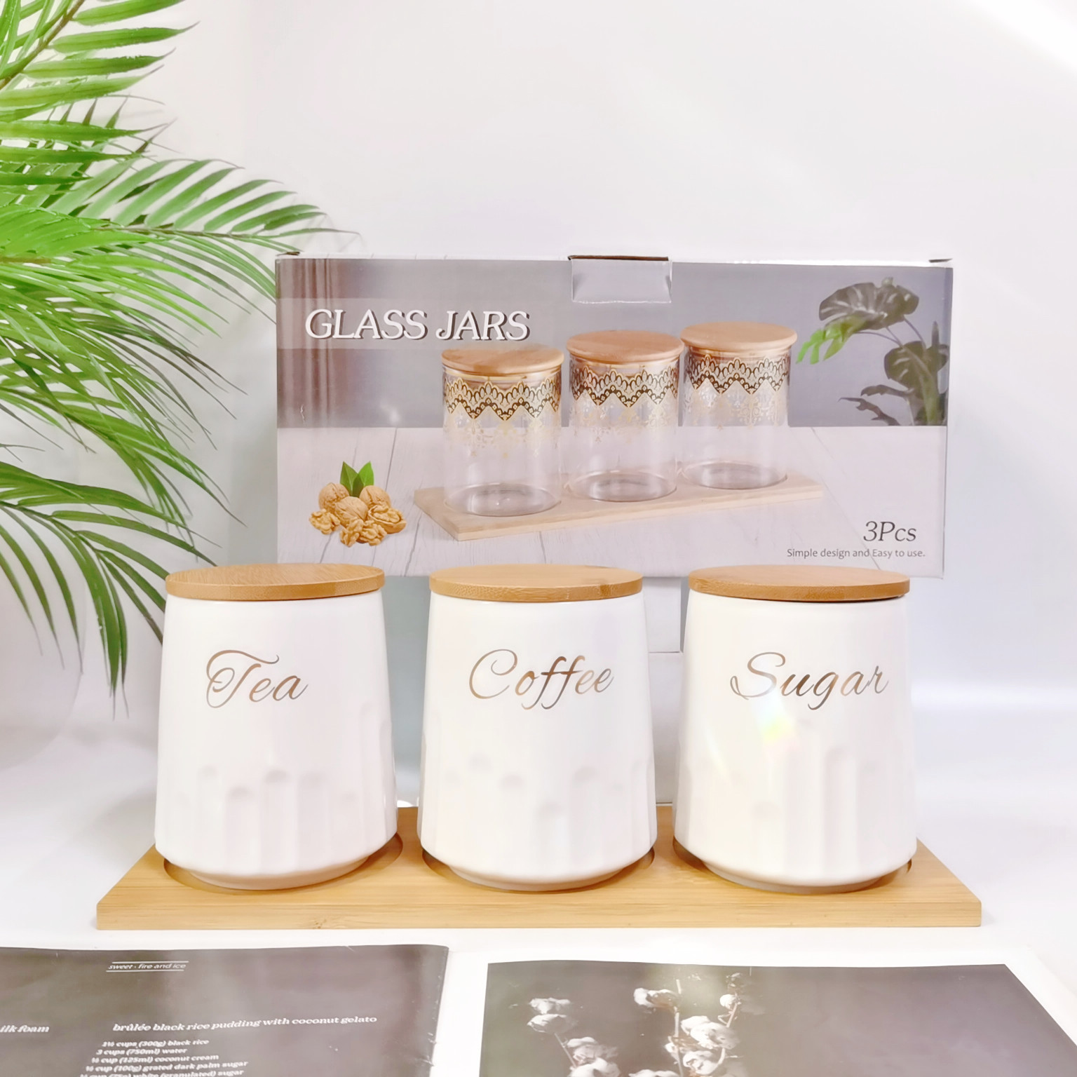 Exportación transfronteriza cerámica sellado tarro traje cocina condimento tarro multi-grano almacenamiento tarro café tarro de té tarro de azúcar