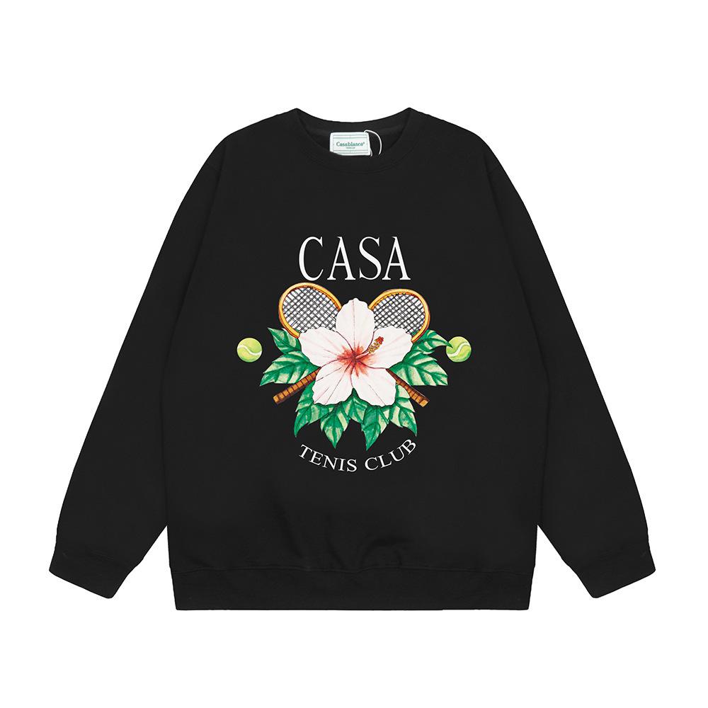 Sudadera de Algodón de Manga Corta, Felpa Francesa de 380 g con Estampado de Letras Colorido, Casablanca