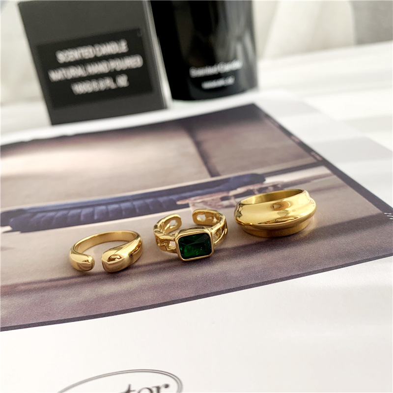 Water Droplets Pattern Simple Style Water Droplets Titanium Steel Plating Open Ring 1 Piece