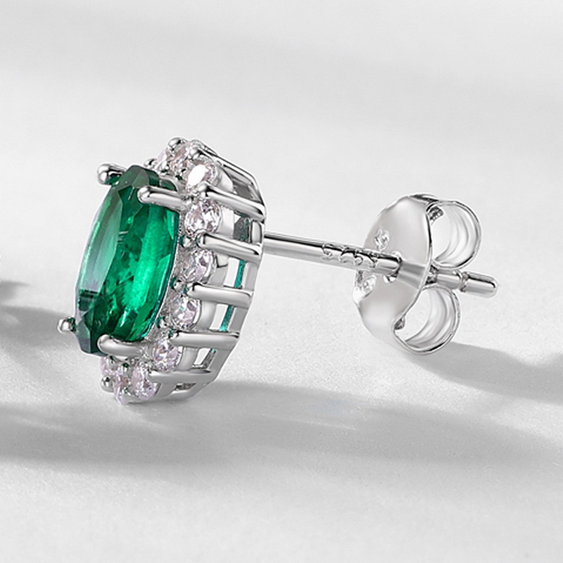 1 Pair Quantity Banquet, Party Occasion 1 Pair 925 Sterling Silver White Gold Plated Silver Plated Lab Created Gemstones Ear Studs