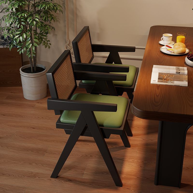 Solid Wood Chair Chandigarh Rattan Chair Home Wabi-Sabi Style Leisure Back Chair Medieval French B&B Dining Chair