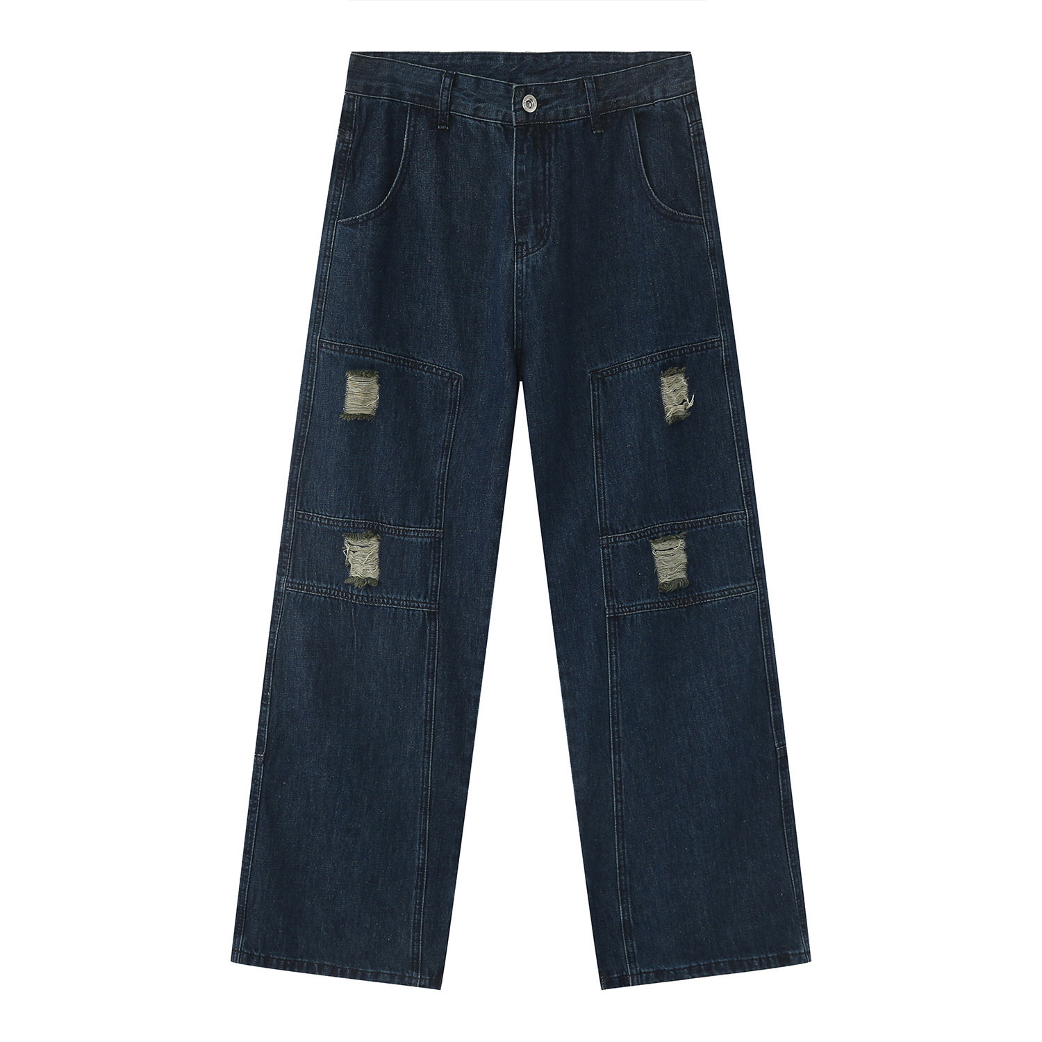 Mtlclothes ropa de Hombre | 2023 otoño nuevo americano retro High Street ripped costura diseño jeans