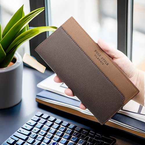 Men's Wallet, New Style, Large Capacity, Multiple Card Slots, Two-Tone Design, 30% Off, Men's Long Wallet