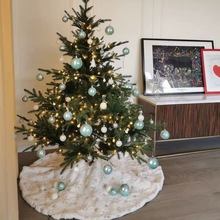 圣诞树树裙白色长毛金色雪花圣诞珠片裙摆垫装饰品跨境一件批发