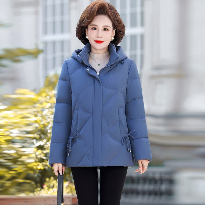 정품 어머니 짧은 다운 재킷 여성 2024 플러스 사이즈 중년 및 노인 겨울 두꺼운 코트 조수