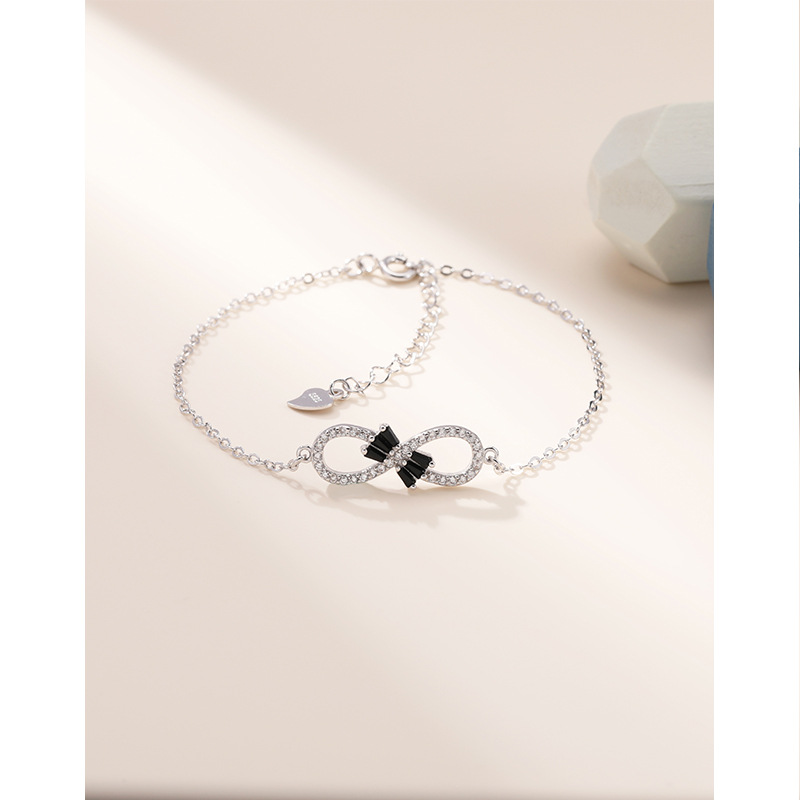 S925 plata esterlina 8-pulsera en forma de luz de lujo nicho diseño de alto grado temperamento diamante-incrustado infinito amor pulsera digital de las mujeres