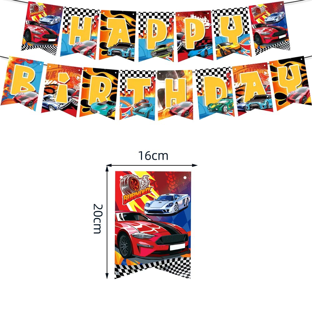 Amazon Hot Sale Hot Wheel Racing Theme Party Party cubiertos bandejas de papel tazas de papel bandejas de tracción