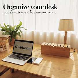 竹木制集线盒办公室桌面插板收纳盒家庭电源数据线插排插座收纳盒