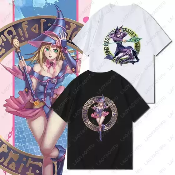 【Cross-Border European Size】Yugioh T-Shirt Kawaii Dark Magician Girl Dark Ma