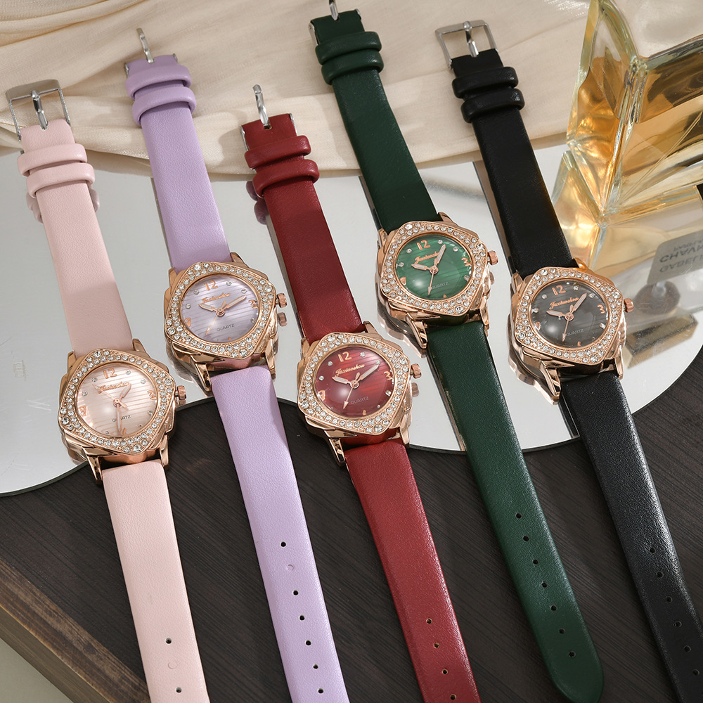 Niche Literary Watch for Female Students, Simple Forest Style Watch, High-Looking Rhombus Temperament Quartz Watch, High-End Watch