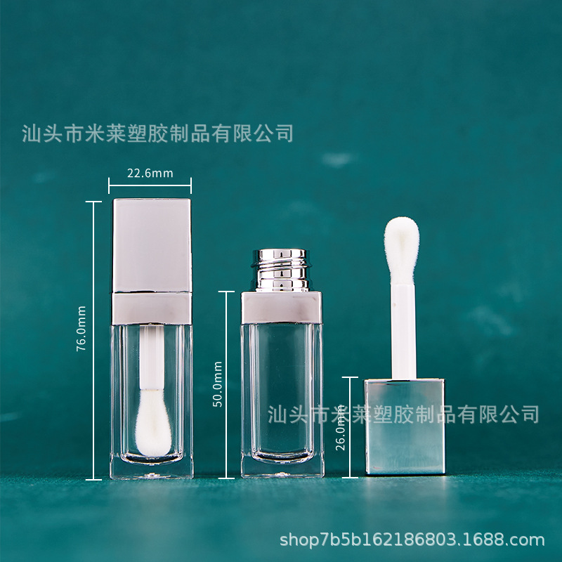 唇釉分装瓶 银色四方大毛刷唇釉瓶唇彩空管彩妆包材 容量8ML