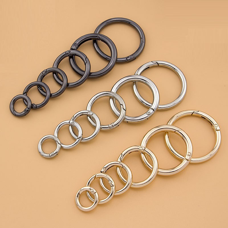 Bobina de aleación abierta botón circular botón accesorios de anillo de botón conveniente desmontaje DIY joyería llavero al por mayor image 4