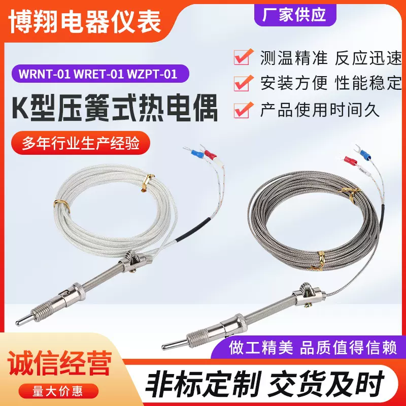 K型压簧式热电偶WRNT-01 WRET-01 WZPT-01热电阻温度传感器