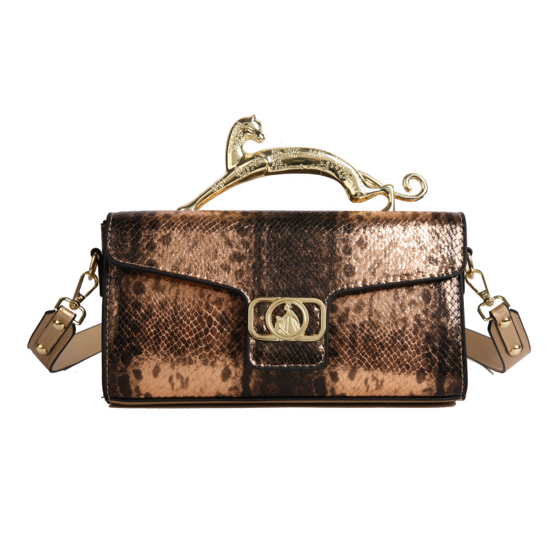 Bolso de textura transfronteriza 2025 verano nuevo bolso femenino bolso de hombro con estampado de piel de serpiente de alta calidad bolso de mensajero de color de contraste retro