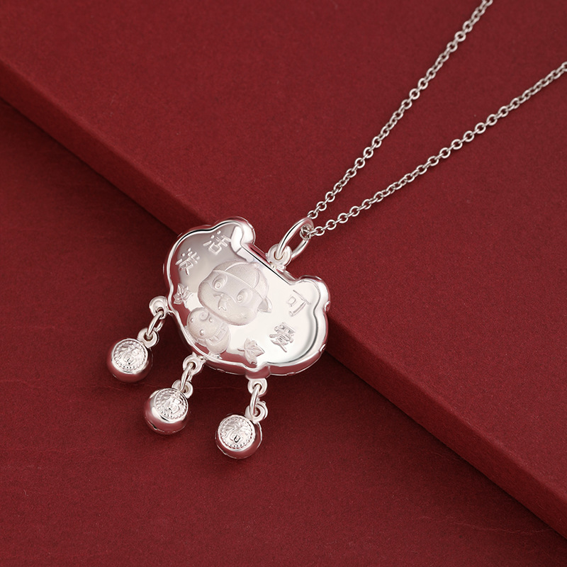 999 pies de serpiente de plata para bebés de larga vida para niños colgante de plata esterlina Zodiac Serpiente de seguridad para bebés de luna llena aniversario